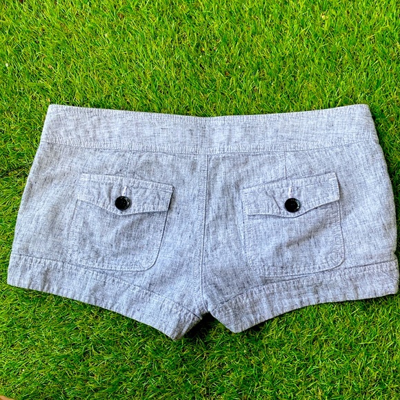 Express Sailor Style Button Up Shorts - Cuff Hem Linen & Cotton sz 6 grey - Picture 4 of 4